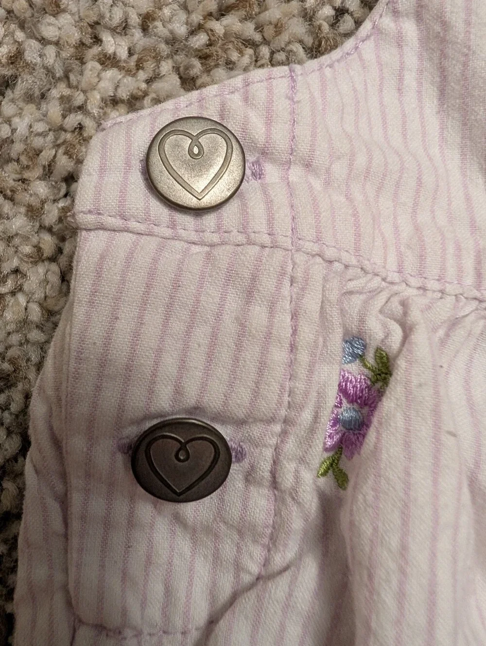 Pink Floral Stripe Cotton Romper Overalls for Babies Sz 9 Mo Bloomers